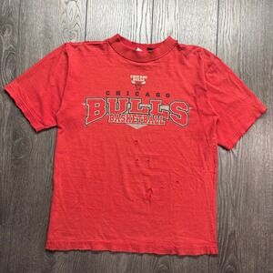 Vintage Chicago Bulls Basketball Small Shirt Bike Red Distressed Mens NBA Tee
